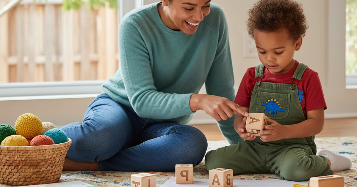 Parent and child reading a picture book together at home