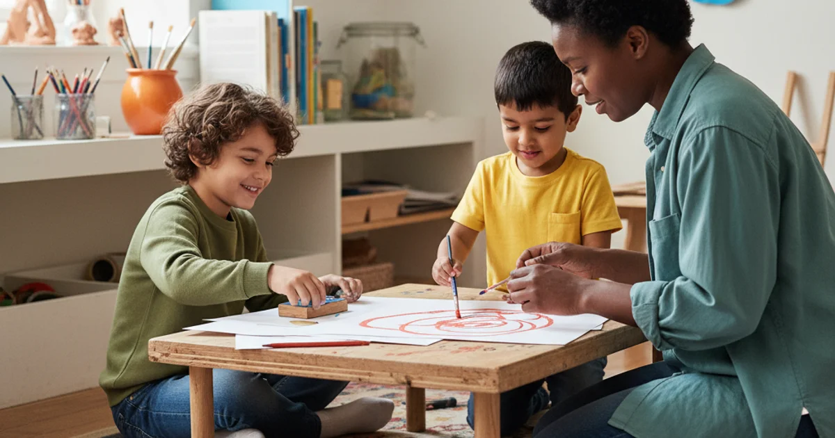 Young child painting at an easel with bright watercolors, deeply focused on their artwork