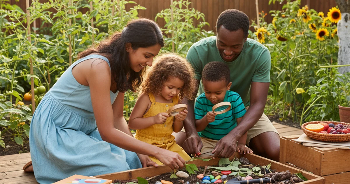 Children playing and exploring outdoors in a sunny park during summer